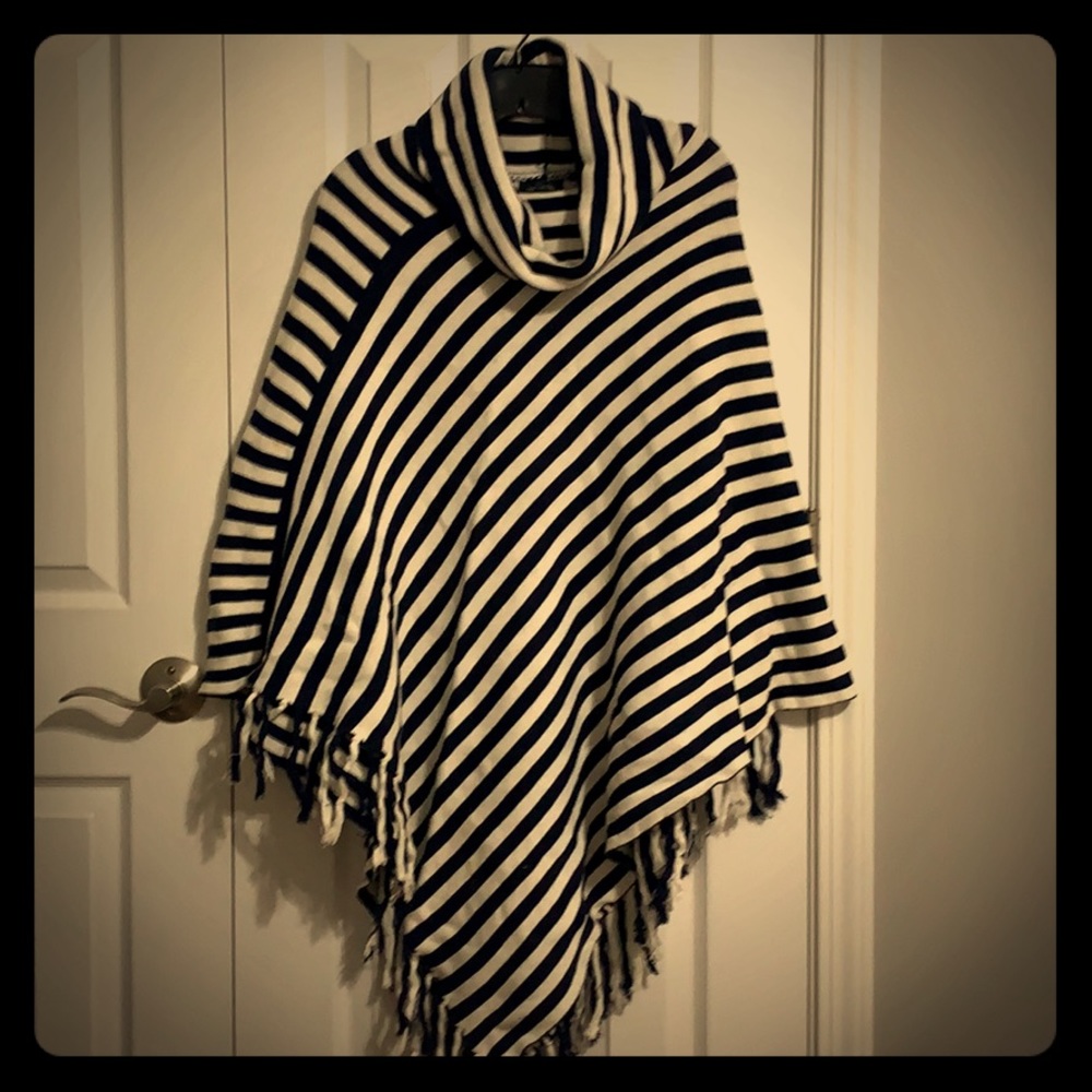 Navy/white striped sweater poncho XS/S
